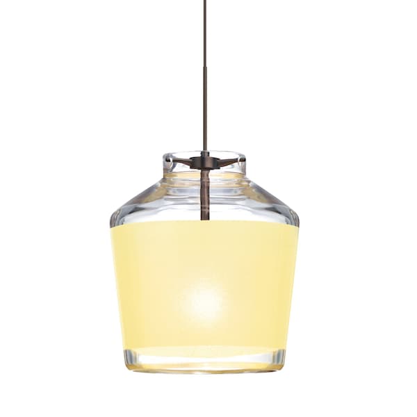 Besa Lighting Pica 6 Cord Pendant, Creme Sand, Bronze Finish, 1x5W LED 1XT-PIC6CR-LED-BR - main